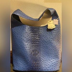 New ALYSSA Vegan Blue Leather  Purse   NWT
